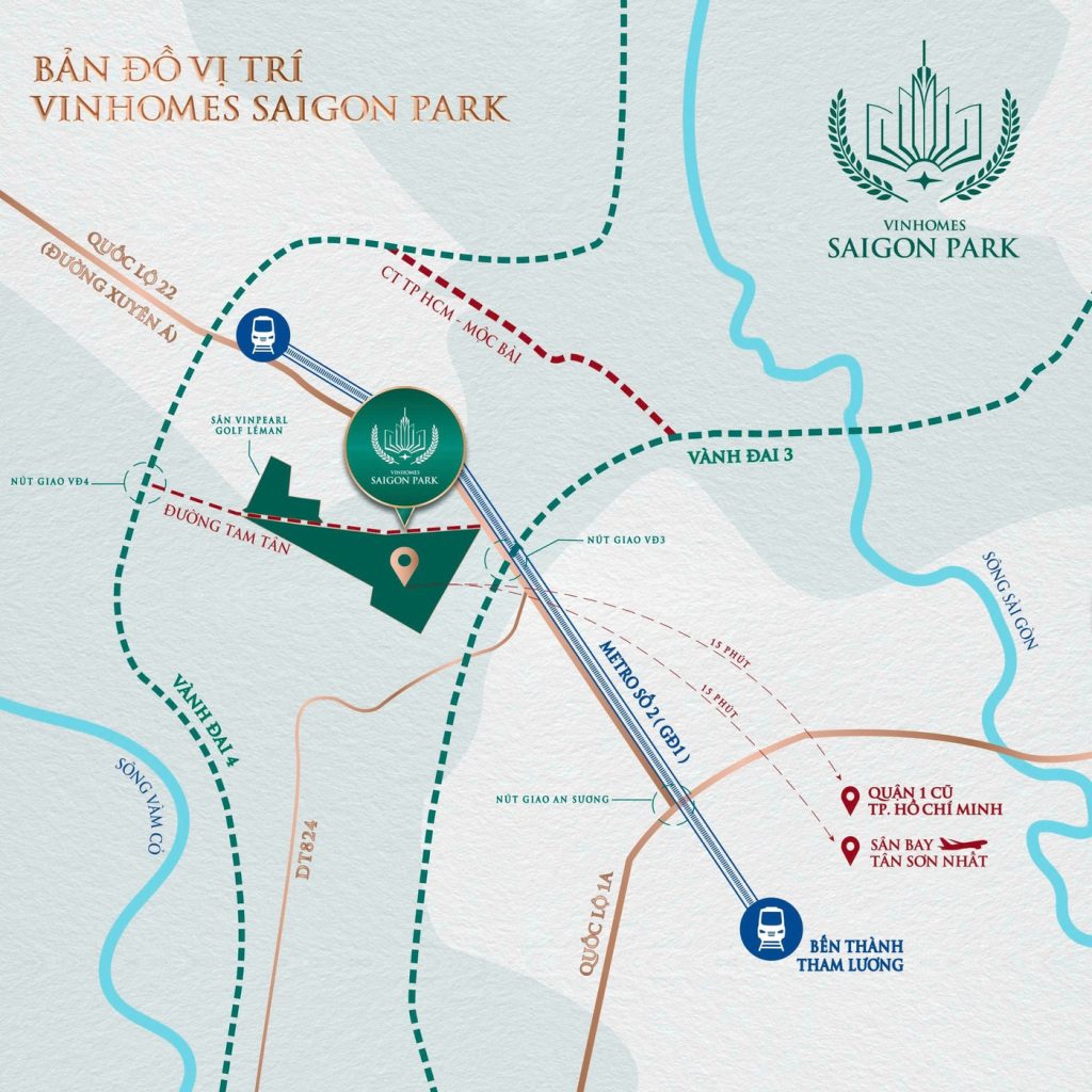 Sơ đồ vị trí Vinhomes Saigon Park và kết nối khu vực Hóc Môn
